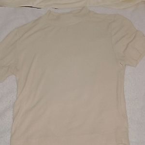 Shinestar, beige turtleneck top, small